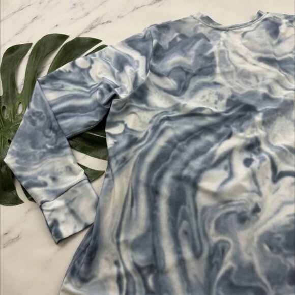 Summersalt Womens Long Sleeve Pullover Top Size 1XL Blue White Marble Activewear - Picture 2 of 3
